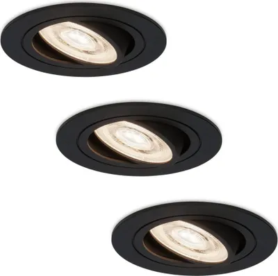 Produktbild von hoftronic LED Einbaustrahler 6W 570lm 4000K Schwarz Dimmbar Schwenkbar 3er Set