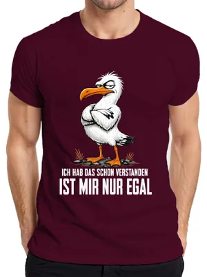 Immagine prodotto di Maglietta da uomo, colore bordeaux, taglia L, con la scritta "Non mi importa", in tono sarcastico