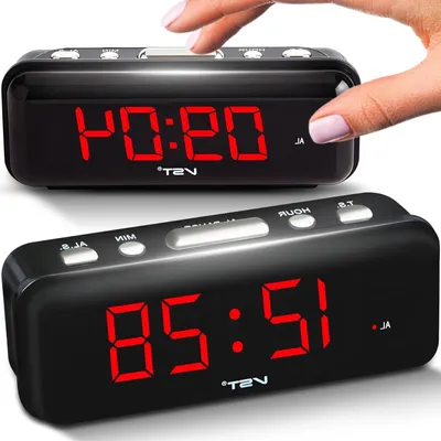 Immagine prodotto di Sveglia digitale - Orologio LED - Visualizzazione dell'ora - Cifre rosse - 14,5 cm - Bianco