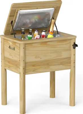 Immagine prodotto di Frigorifero da esterno in legno da 51 litri con maniglie e apribottiglie