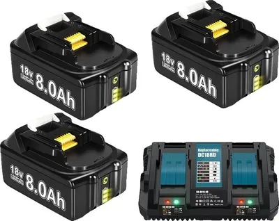 Image de capacité 8000mAh, tension 18V, type Li-Ion, chargeur 3X8.0Ah1X6A