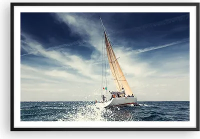 Produktbild von Gerahmtes Poster - Schwarzer Rahmen - Segeln Yacht Reise - 91,5x61 cm - Wand Bild - Wanddeko - Wandbilder - Kunstposter - Wandposter - Bilderrahmen - Bilder - Kunstdruck - Wandbild - P2BAA91x61-2797