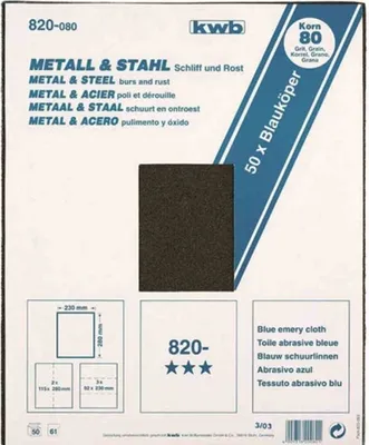 Produktbild von Kwb 820080 Schleifpapier Metall & Stahl K 80 Körnung 80, Inhalt 50 Stück