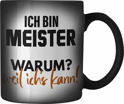 Produktbild von Trendation - Meister Prüfung Bestanden Geschenk Meisterprüfung Farbwechsel Zauber-Tasse Mann Metallbauer Dachdecker Maler Elektrotechnik Elektronik Schreiner (Schwarz)