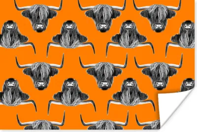 Produktbild von MuchoWow® Poster Schottisches Hochlandrind - Muster - Orange 30x20 cm - Plakate - Print