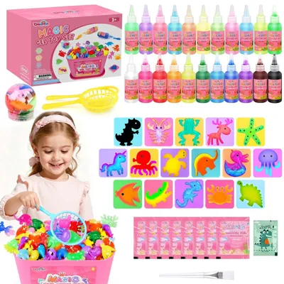 Imagen del producto de Kit de Gel Acuático 3D "Magic Gel" de 53 piezas. Juguete DIY con 22 colores y 16 formas. Set creativo "Aqua Fairy" para niños a partir de 3 años. Ideal para regalos de cumpleaños o Navidad