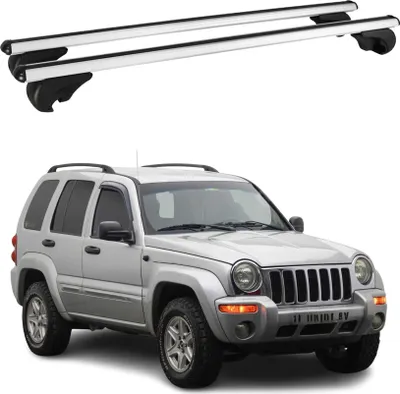 Image de Barres de toit Transversales pour Jeep Cherokee KJ 2001-2008 Aluminium Argent