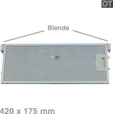 Produktbild von Metallgitterfilter Fettfilter rechteckig Metall 420x175mm Dunstabzugshaube Original Bosch Siemens Neff 00352812 352812 mit einseitiger Entriegelung und Blende Constructa Balay