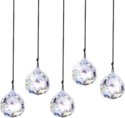 Produktbild von Kristallen Glasprisma 30 mm Set 5 - Dekorative Kristallhänge für Fenster- und Gartendekoration