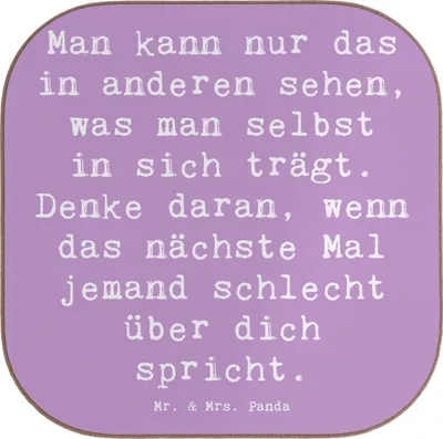 Produktbild von Mr. & Mrs. Panda Untersetzer für Gläser Spruch Mobbing bewältigen Spiegelbild - Lavendeltraum - Geschenk, Vertrauem, Tischuntersetzer, Geschenkideen, Zuversicht, Mut