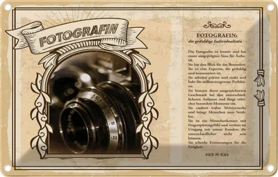 Produktbild von vianmo Blechschild 12x18 cm Fotografin Beruf Arbeit