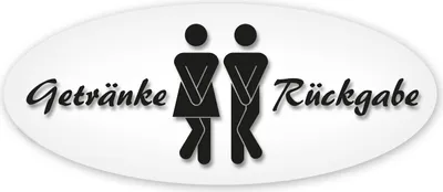 Produktbild von younikat WC Aufkleber Getränke-Rückgabe Transparent I 18 x 7,5 cm I durchsichtiger Aufkleber mit schwarzer Schrift I vergilbungsfrei I Toiletten Aufkleber I Unisex Tür-Aufkleber I dv1377