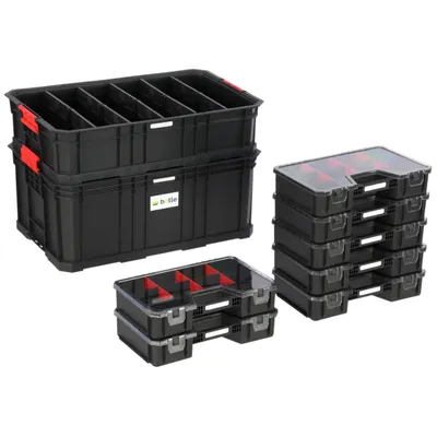 Immagine prodotto di Set di cassette portautensili con 7 organizer e cestino Serie Basic modulare