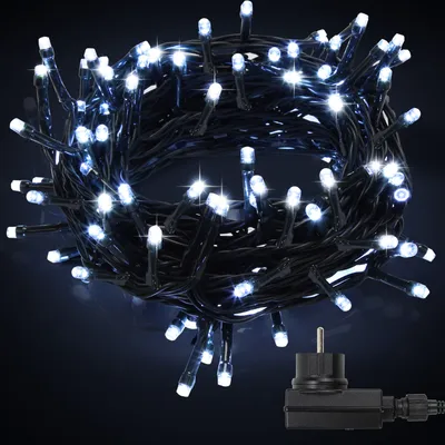 Produktbild von Clanmacy 10M 100 LED Lichterkette 8 Lichtmodi Party Garten Beleuchtung Innen Weihnachten Hochzeit Deko Kaltweiß