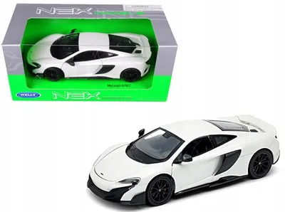 Immagine prodotto di Modello in metallo della McLaren 675LT, colore bianco, scala 1:34, marca Welly