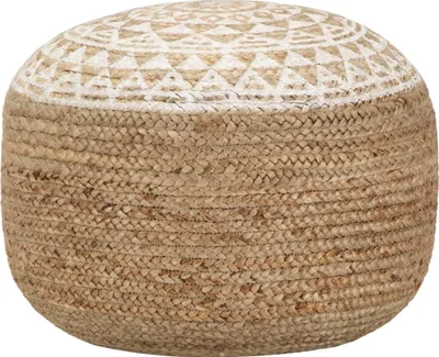 Produktbild von Handgefertigter Sitzpuff Weiß 45x30 cm Jute