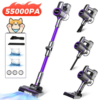 Produktbild von Akku Staubsauger Kabellos, 55000PA handstaubsauger, 180° faltbarer Akku-Staubsauger, 6-in-1 beutelloser Staubsauger, Anti Tangle für
