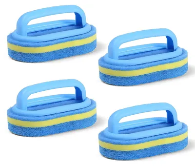 Reinigungsschwamm mit Griff, 4er-Pack, Mikrofaser, 3 Lagen