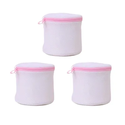 Produktbild von BH Waschbeutel Set für Waschmaschine,3er Set Wäschesäcke aus Netzstoff, wiederverwendbar,Dessous Waschsack mit Reißverschluss, Rosa