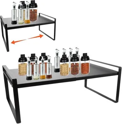 Produktbild von Famanu Küchenregal erweiterbar - Organizer, schwarz - 35-65 cm