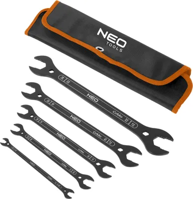 Obrázek produktu pro NEO TOOLS profesionální super plochý klíč (5 ks), 20 velikostí (6-27 mm), 4 v 1, CrMo ocel