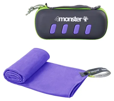 Produktbild von 4Monster Mikrofaser Handtücher in 5 Farben, Saugfähiges Sporthandtuch Ultra Leicht, Schnelltrocknendes Reisehandtuch für Fitness Sport Sauna Yoga Reisen – Lila, Größe 40 x 80 cm (S)