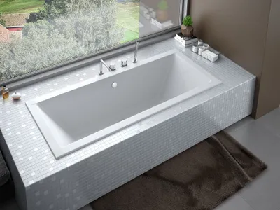 Produktbild von BADLAND Badewanne Rechteck Quadro SLIM 180x80 Rand 15mm mit Ablaufgarnitur und Füßen GRATIS ohne Verkleidung