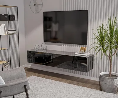Produktbild von TV-Lowboard Schwarz TV Hängeboard Full Glänzend TV-Schrank Modern Lowboard