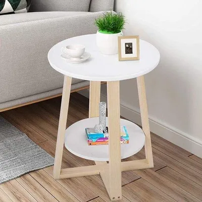 Produktbild von Famanu Beistelltisch mit 2 Ebenen und Stauraum - Weiß - 40 x 40 x 50,5 cm