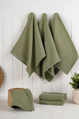 Produktbild von Hermia Concept, Eloise - Dark Green, Küchenhandtuch-Set (6-teilig), 90 % BAUMWOLLE / 10 % POLYESTER, Dunkelgrün, 43 x 185 x 76 cm