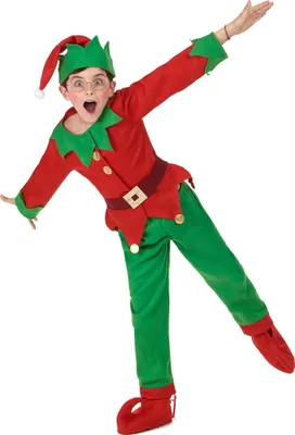 Immagine prodotto di Costume da elfo di Natale per bambini rosso-verde - 122/134 (7-9 anni)