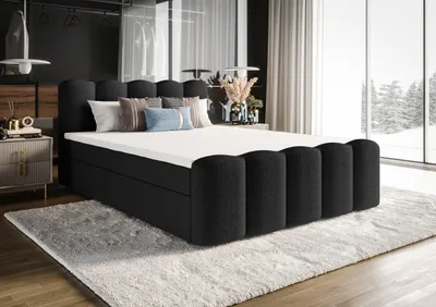 Produktbild von Boxbett Quelle 180 cm 200 cm B&B Home Boxspringbett Quelle 160x200 cm, Farbe Schwarz, modernes Doppelbett fürs Schlafzimmer