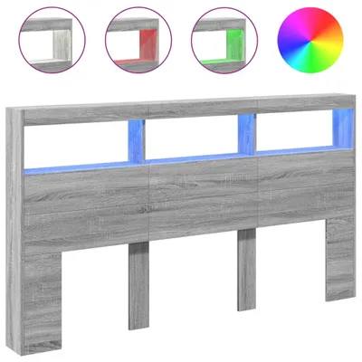 Immagine prodotto di Testiera con Contenitore a LED Grigio Sonoma 180x17x102 cm
