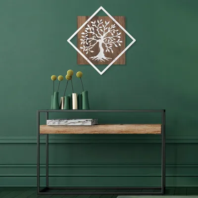 Produktbild von Wallity, Tree v2 - Silver, Wanddeko, Nussbaum, Metall, 54 x 54 cm
