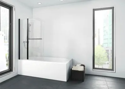 Obrázek produktu pro Vanová zástěna 2dílná Aurlane Black Spirit 2 100x140 cm čiré sklo barva profilu černá BWF285