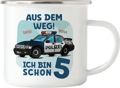 Produktbild von Aus Dem Weg Ich Bin Schon 5 Emaille Tasse Happy Geburtstagsparty 5. Geburtstag Alles Gute Polizist Geburtstagsfeier