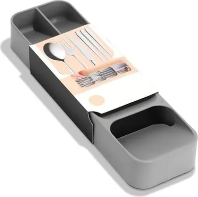 Produktbild von Besteckkasten für Schubladen, Effiziente&Vielseitiger Besteckeinsatz für Schubladeneinsatz, 40 * 11.5cm Besteckkasten Besteckkorb für Besteck/Löffel/Messer Gabel
