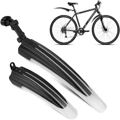 Image de Kit de garde-boue pour vélo, réglable, de 20 à 26 pouces, protège-boue avant et arrière, couleur grise