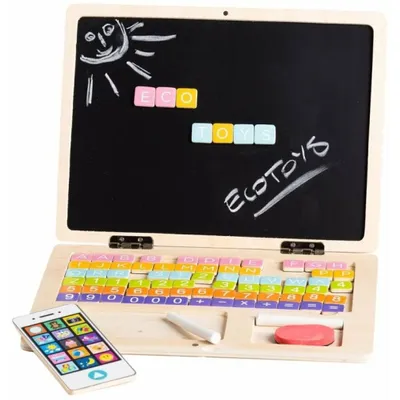 Image de ECOTOYS Ordinateur portable en bois avec écran magnétique