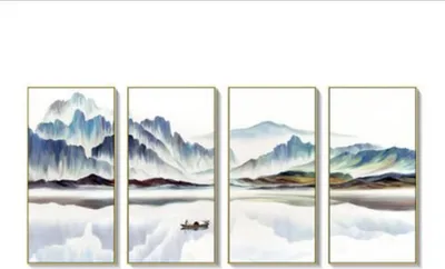 Produktbild von TPFLiving Kunstdruck LW-314 (OHNE RAHMEN) Poster - Leinwand - Wandbild - Hochauflösender Giclée-Druck, langlebig und hochwertig - Hochbildformat - Abstrakte Berge, Seen und Landschaften -  - Größe: 40x100x4cm