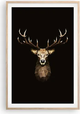 Produktbild von Gerahmtes Poster - Rahmen in heller Eiche - Geometrisch Hirsch Modern - 61x91,5 cm - Wand Bild - Wanddeko - Wandbilder - Wandposter - Bilderrahmen - Bilder - Kunstdruck - Wandbild - P2NPA61x91-4215