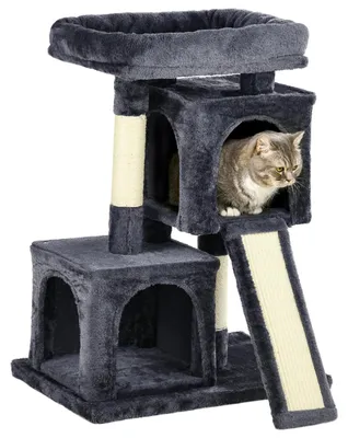 Produktbild von PawHut Kratzbaum 83 cm Kleiner Katzenkratzbaum mit Sisalsäulen Dunkelgrau