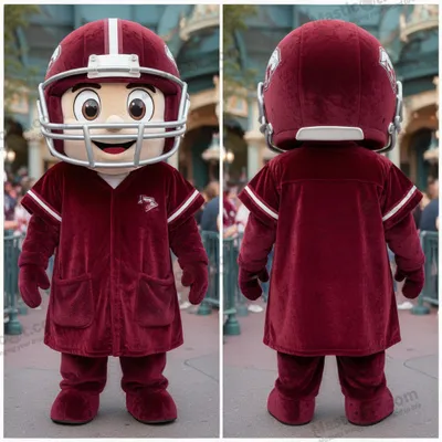 Produktbild von Bordeauxfarbene MASTICOT Plüsch-Polster American-Football-Helm-Maskottchen