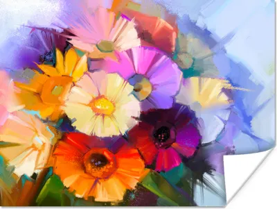 Produktbild von MuchoWow® Poster Ölfarbe - Farben - Blumen 160x120 cm - Foto Plakat