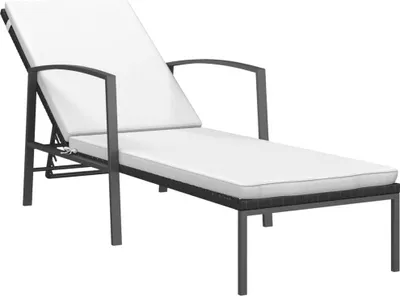 Produktbild von vidaXL Sonnenliege mit Auflage Poly Rattan Schwarz