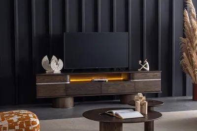 Immagine prodotto di Porta TV marrone, illuminato a LED, 4 cassetti, 245x50x64 cm
