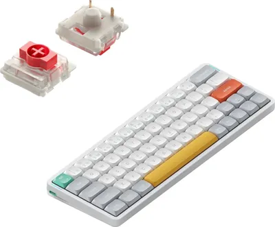 Produktbild von Nuphy - Air60 V2 Kabellose Mechanische Tastatur QMK/VIA, QWERTY US, 60% Low Profile Bluetooth / 2.4GHz - Ionic White Red