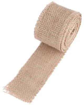 Image de Ruban de jute en rouleau - Tissu de jute naturel - Idéal pour les travaux manuels et la décoration - Largeur 5 cm, longueur 3 mètres