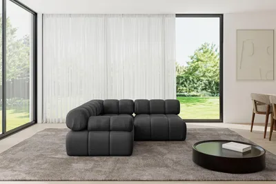 Produktbild von ALTDECOR Modulares Sofa Ecksofa in L-Form - Mende-L1 - 190x190x70 cm Schwarz Corner modular Sofa Eckcouch Couch Wohnlandschaft Cauchsofa Polstersofa