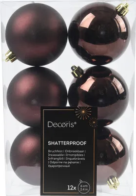 Produktbild von Weihnachtskugeln Kunststoff 6cm 12 Stück - Schwarze Trüffel